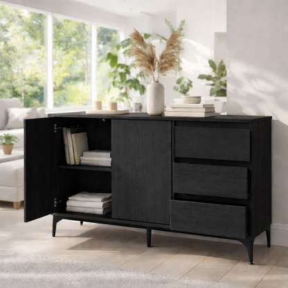 Solid Wood Sideboard Cabinet with Drawers and Shelves - view 4 of 7