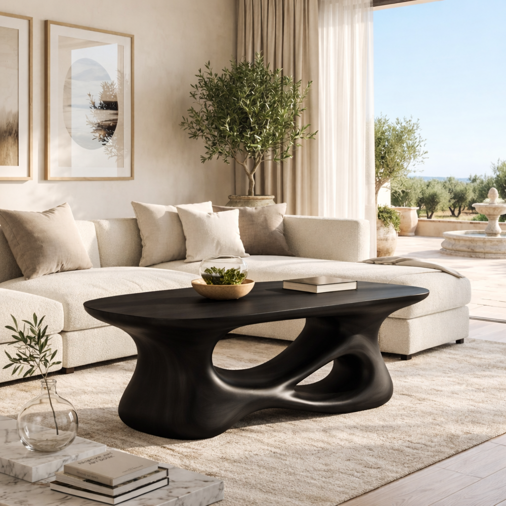 Sculptural Wooden Coffee Table with Curved Modern Design - view 4 of 7