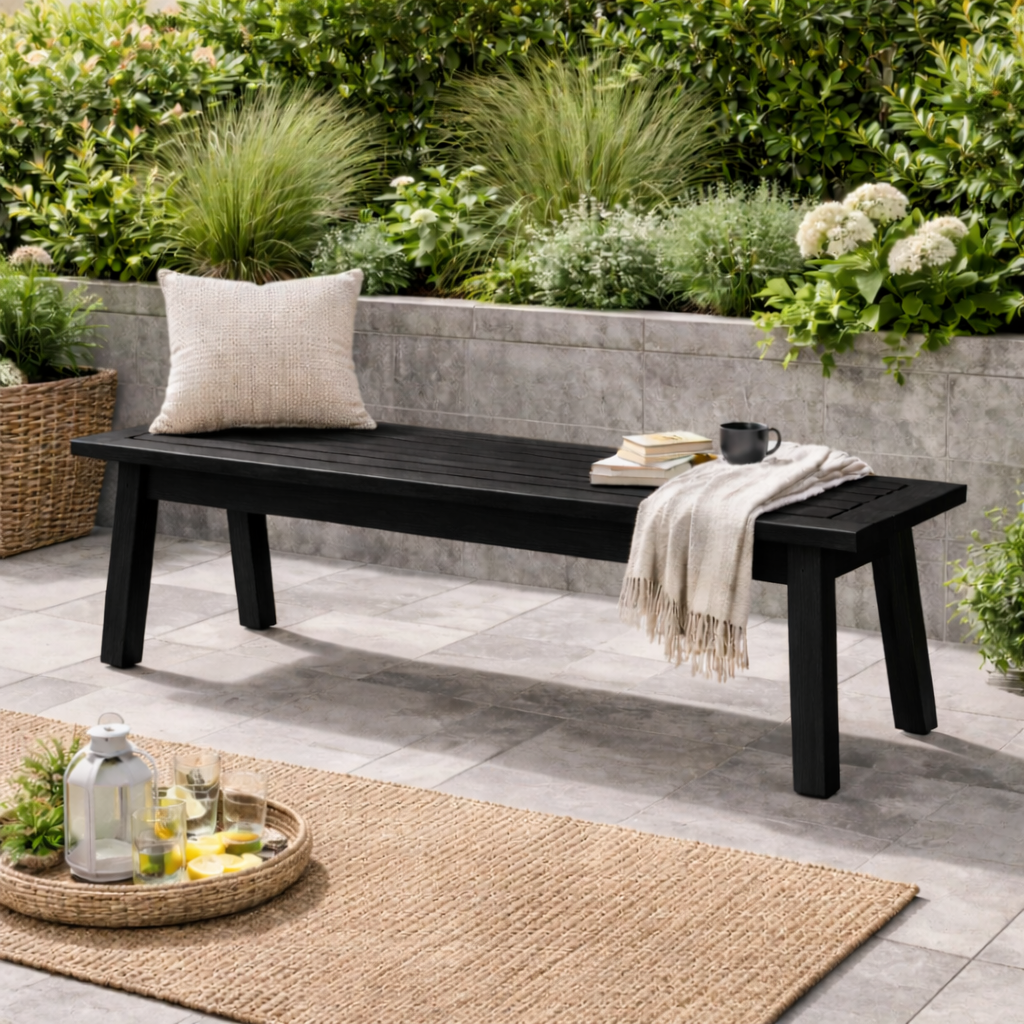 Outdoor Solid Wood Entryway Bench | Modern Patio & Garden Bench with Storage - view 4 of 7