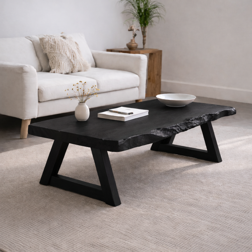 Handcrafted Live Edge Wood Coffee Table – Solid Wood Rustic Center Table - view 2 of 7