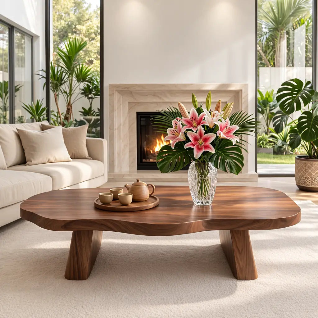 Elegant Live Edge Wooden Coffee Table, Modern and Stylish Living Room Furniture - view 2 of 7