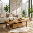 Solid Wood Coffee Table with Storage Shelf and Drawers for Living Room Decor - view 1 of 7