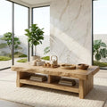 Rustic Solid Wood Coffee Table with Live Edge Top and Open Storage Shelf - view 1 of 7
