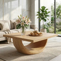 Unique Curved Wooden Coffee Table, Modern Minimalist Living Room Furniture - view 1 of 7