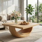 Unique Curved Wooden Coffee Table, Modern Minimalist Living Room Furniture - view 1 of 7