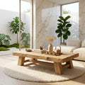 Handcrafted Solid Wood Coffee Table, Rustic Style with Geometric Legs - view 1 of 7