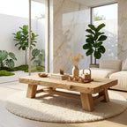 Handcrafted Solid Wood Coffee Table, Rustic Style with Geometric Legs - view 1 of 7