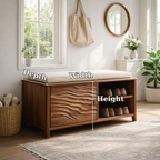 Solid Wood Shoe Bench with Cushion & Storage – Entryway Organizer with Shelf - view 7 of 7