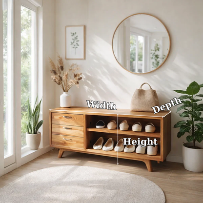 Solid Wood Shoe Bench with Drawers & Shelves – Entryway Storage Organizer - view 7 of 7