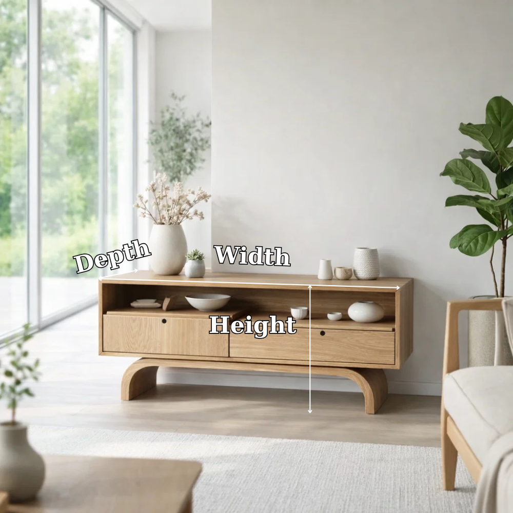 Solid Wood Sideboard Console with Drawers – Minimalist Storage Cabinet - view 7 of 7