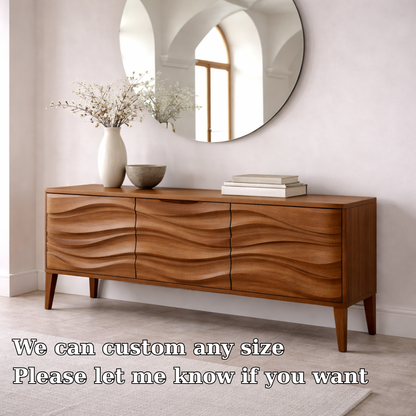 Solid Wood Console Table with Wave Front – Modern Entryway Storage Cabinet - view 6 of 7