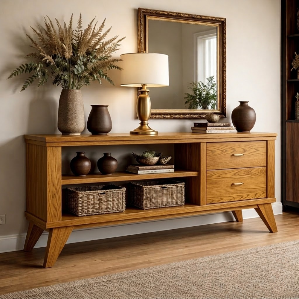 Handcrafted Console Cabinet with Storage - Mid-Century Modern Design - view 3 of 7