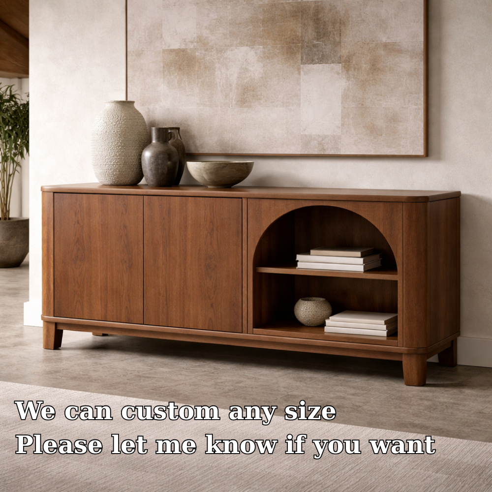 Solid Wood Console Cabinet with Arched Open Shelf and Door Storage - view 7 of 7