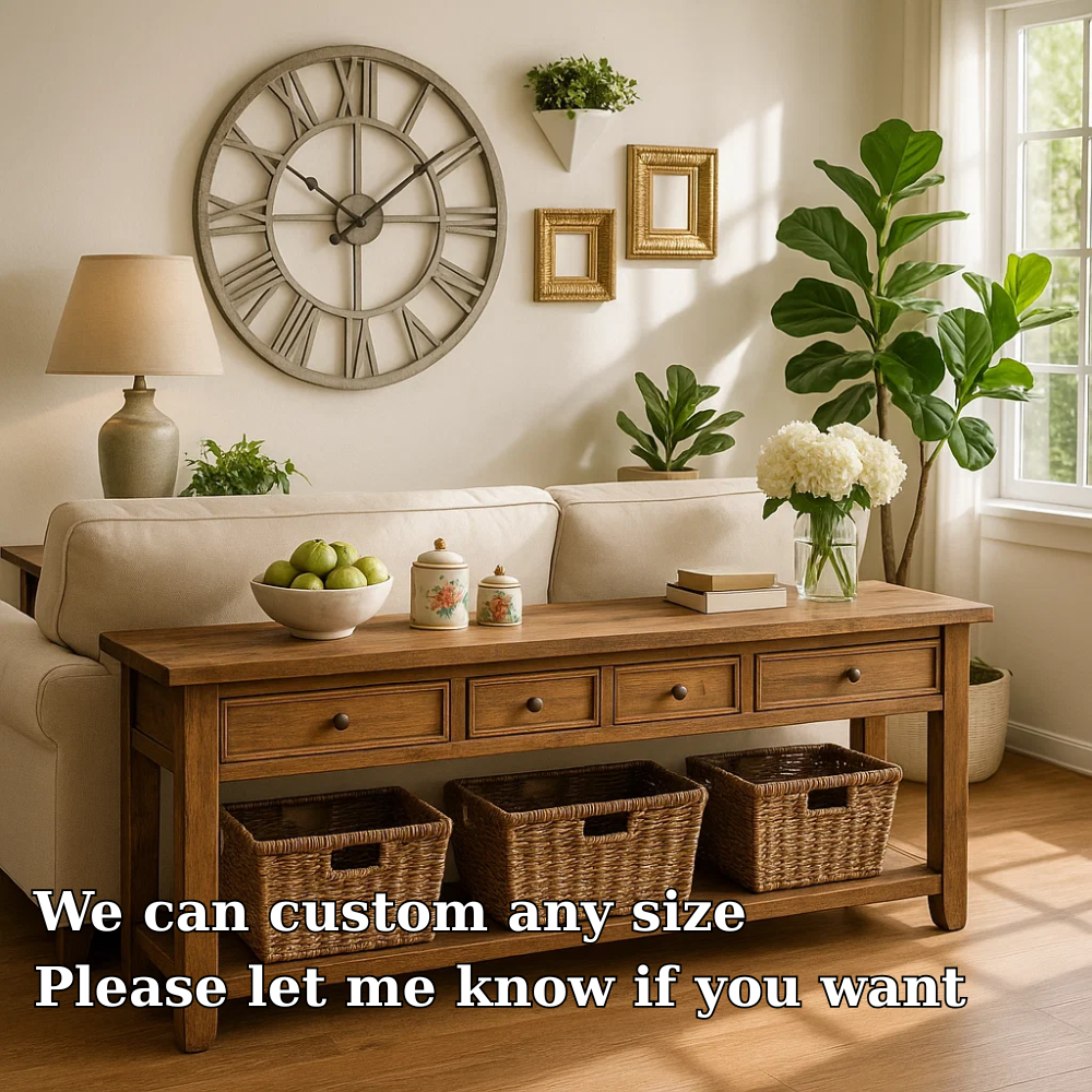 Solid Wood Console Table with Drawers and Storage Shelf for Living Room or Entryway - view 6 of 7