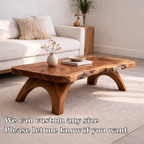 Live Edge Solid Wood Coffee Table with Sculpted Wooden Legs – Rustic Modern Center Table - view 6 of 7