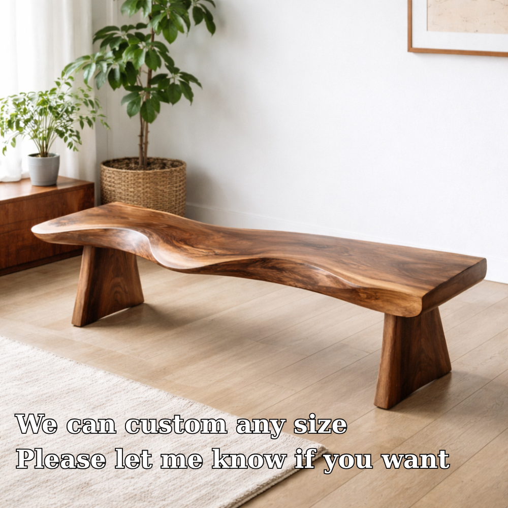 Live Edge Solid Wood Bench – Natural Wood Rustic Entryway Seating Bench - view 6 of 7