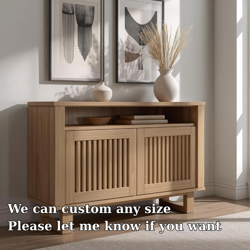 Modern Console Cabinet with Vertical Slatted Doors – Elegant Storage Solution - view 6 of 7