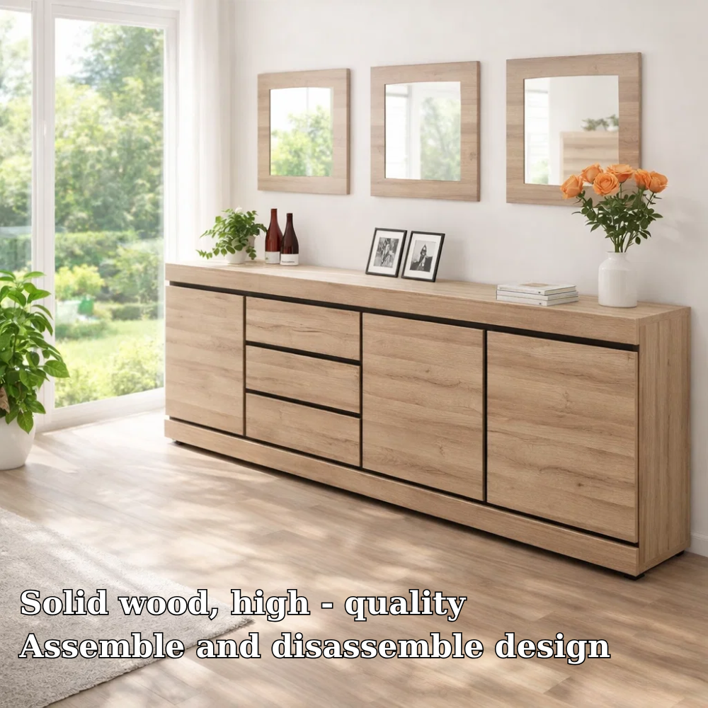 Modern Wide Sideboard Cabinet with Drawers and Doors - view 5 of 7