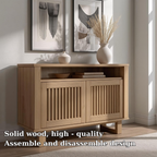 Modern Console Cabinet with Vertical Slatted Doors – Elegant Storage Solution - view 5 of 7