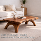 Live Edge Solid Wood Coffee Table with Sculpted Wooden Legs – Rustic Modern Center Table - view 5 of 7