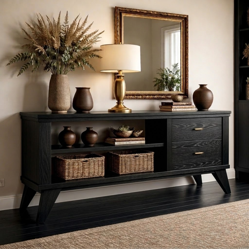 Handcrafted Console Cabinet with Storage - Mid-Century Modern Design - view 4 of 7
