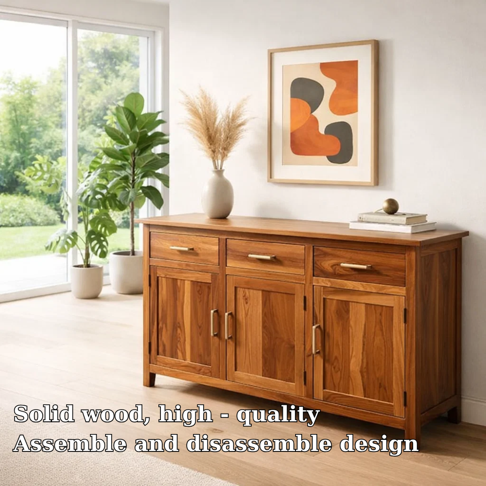 Farmhouse Sideboard Cabinet with 3 Drawers and Doors – Wooden Storage Buffet - view 5 of 7