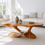 Modern Solid Wood Coffee Table with Sculptural Curved Base for Living Room - view 7 of 7
