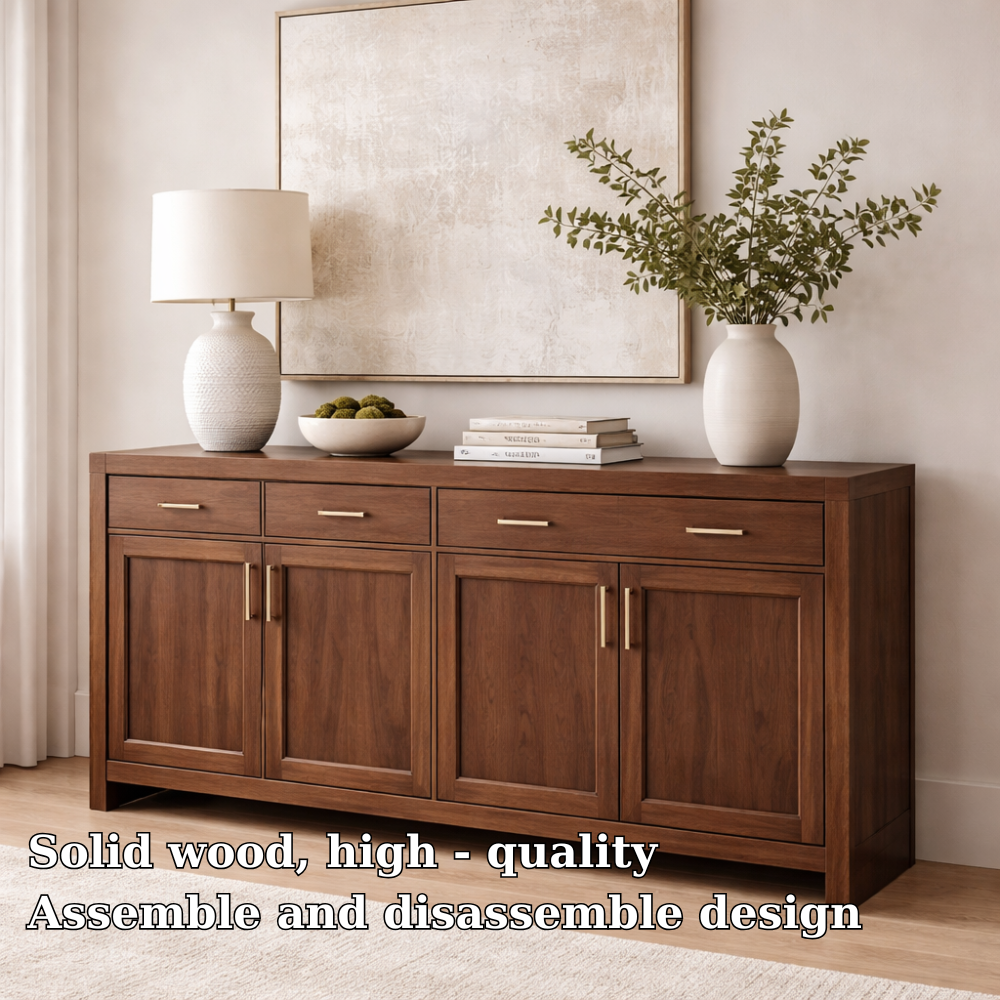 Solid Wood Console Cabinet with Drawers and Door Storage for Living Room - view 6 of 7