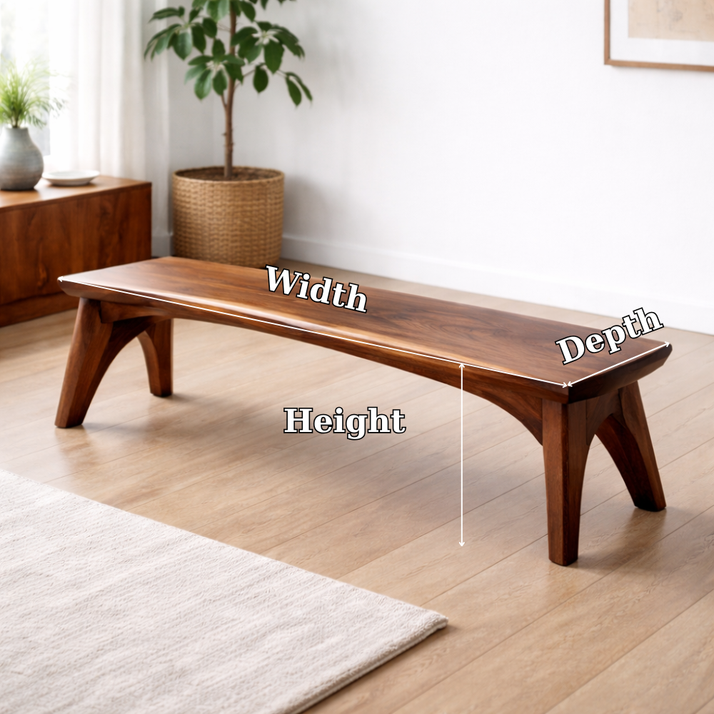 Solid Wood Dining Bench – Modern Rustic Wooden Seating Bench for Entryway or Dining Room - view 7 of 7