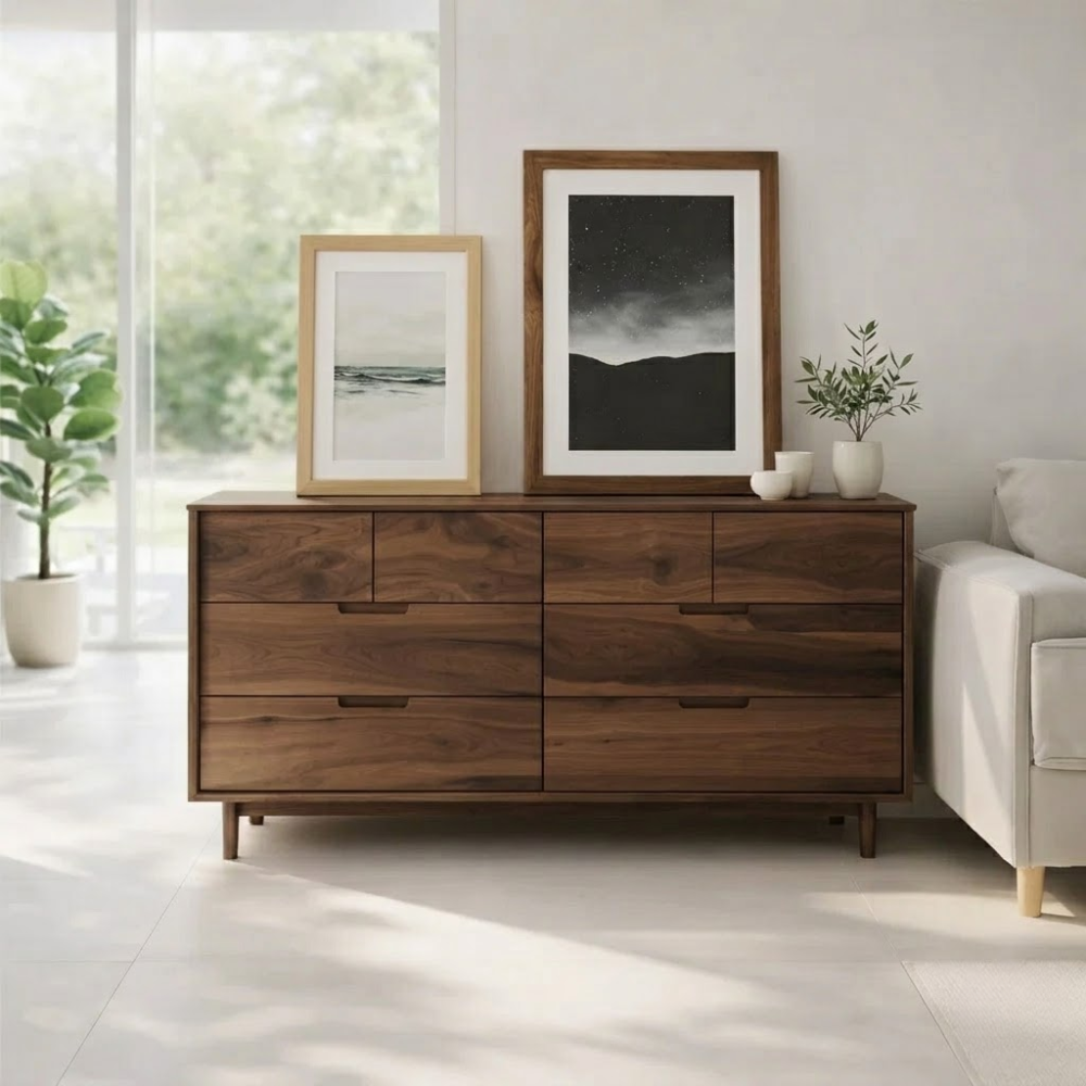 Solid Wood Sideboard Console with Drawers, Modern Storage Cabinet for Living Room - view 2 of 7
