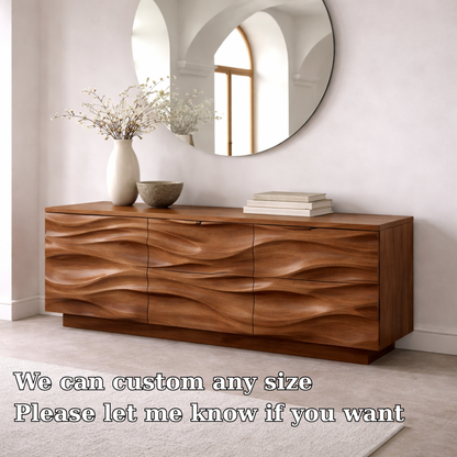 Solid Wood Console Table with Wave Front – Modern Entryway Storage Sideboard - view 6 of 7