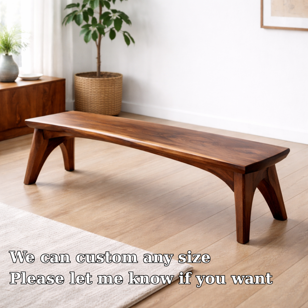 Solid Wood Dining Bench – Modern Rustic Wooden Seating Bench for Entryway or Dining Room - view 6 of 7