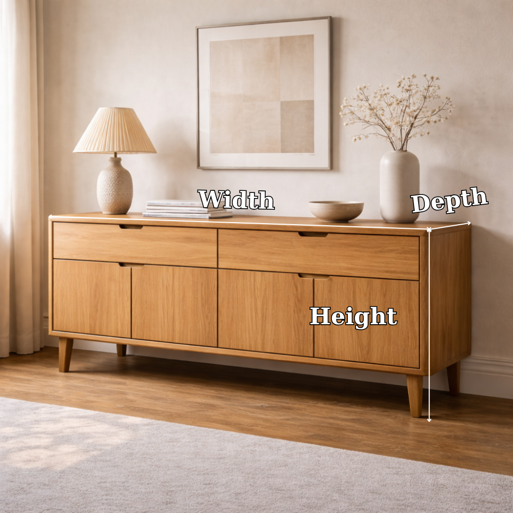 Mid Century Solid Wood Console Cabinet with Drawers and Door Storage - view 7 of 7