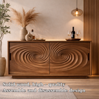 Solid Walnut Console Table with Carved Spiral Doors – Modern Wooden Sideboard - view 6 of 7