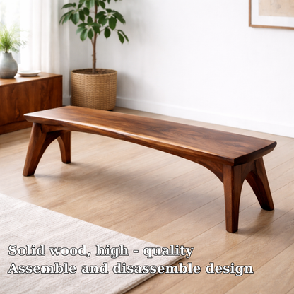 Solid Wood Dining Bench – Modern Rustic Wooden Seating Bench for Entryway or Dining Room - view 5 of 7