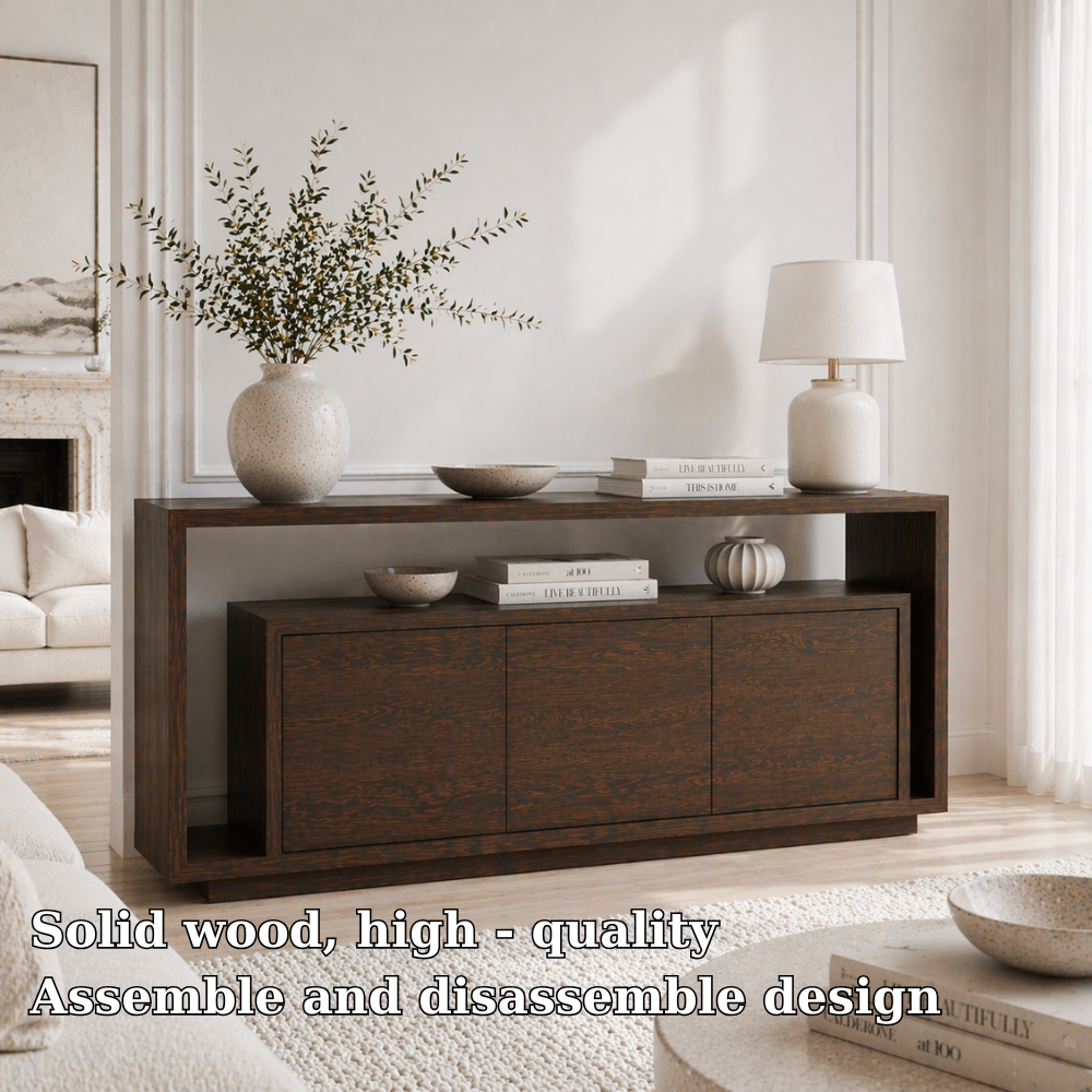 Solid Wood Console Sideboard – Minimalist Modern Storage Cabinet for Living Room - view 5 of 7