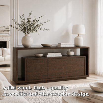 Solid Wood Console Sideboard – Minimalist Modern Storage Cabinet for Living Room - view 5 of 7