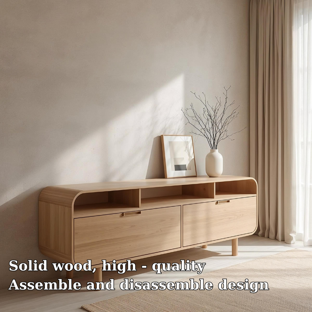 Minimalist Solid Wood Console Cabinet with Open Shelving – Modern Storage Solution - view 5 of 7