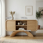 Arched Base Oak Console Cabinet - Modern Japandi Sideboard with Curved Silhouette - view 7 of 7
