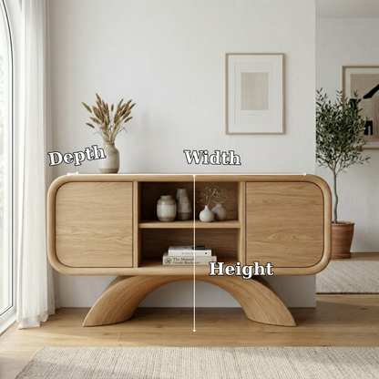 Arched Base Oak Console Cabinet - Modern Japandi Sideboard with Curved Silhouette - view 7 of 7