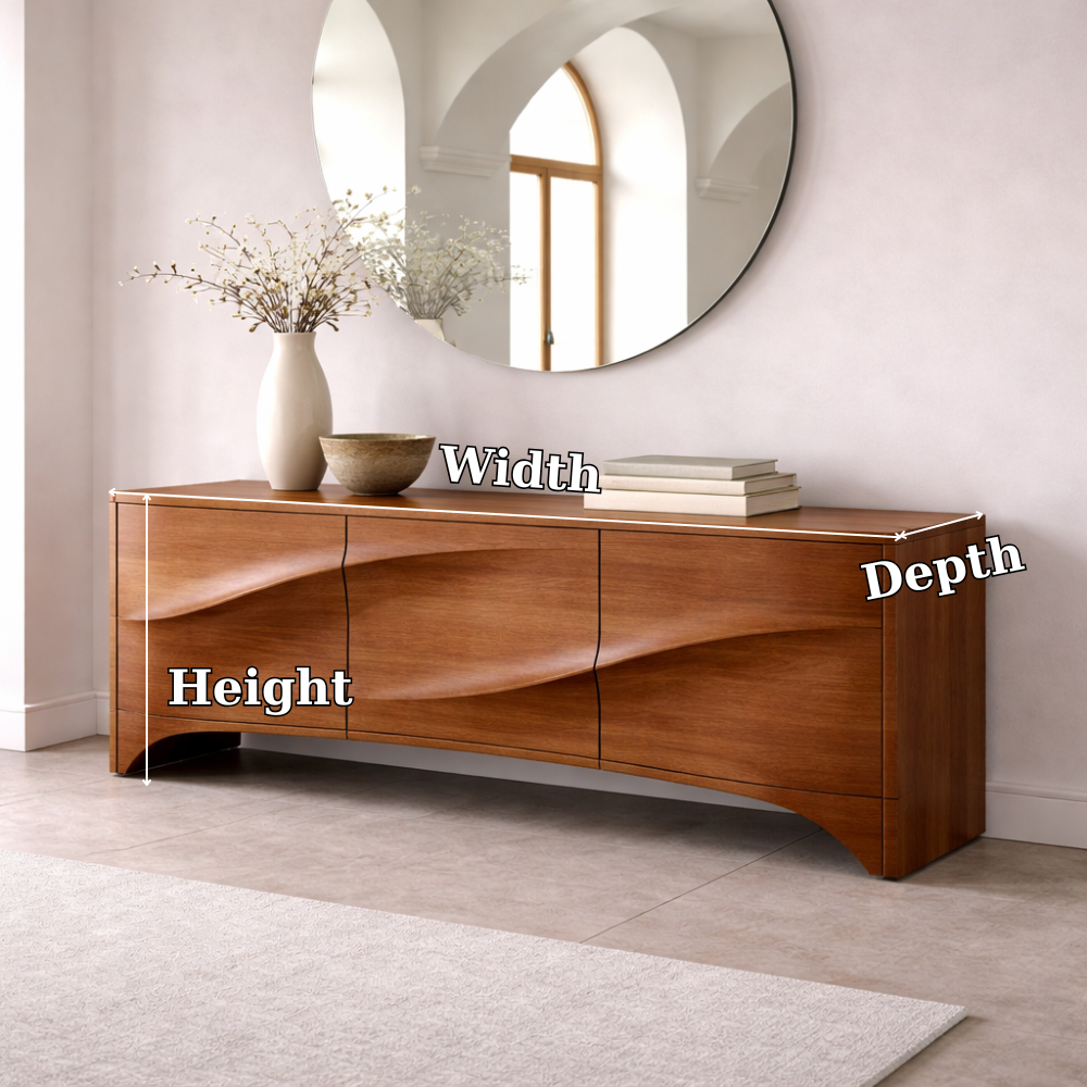 Solid Wood Console Table with Curved Design – Modern Entryway Storage Sideboard - view 7 of 7
