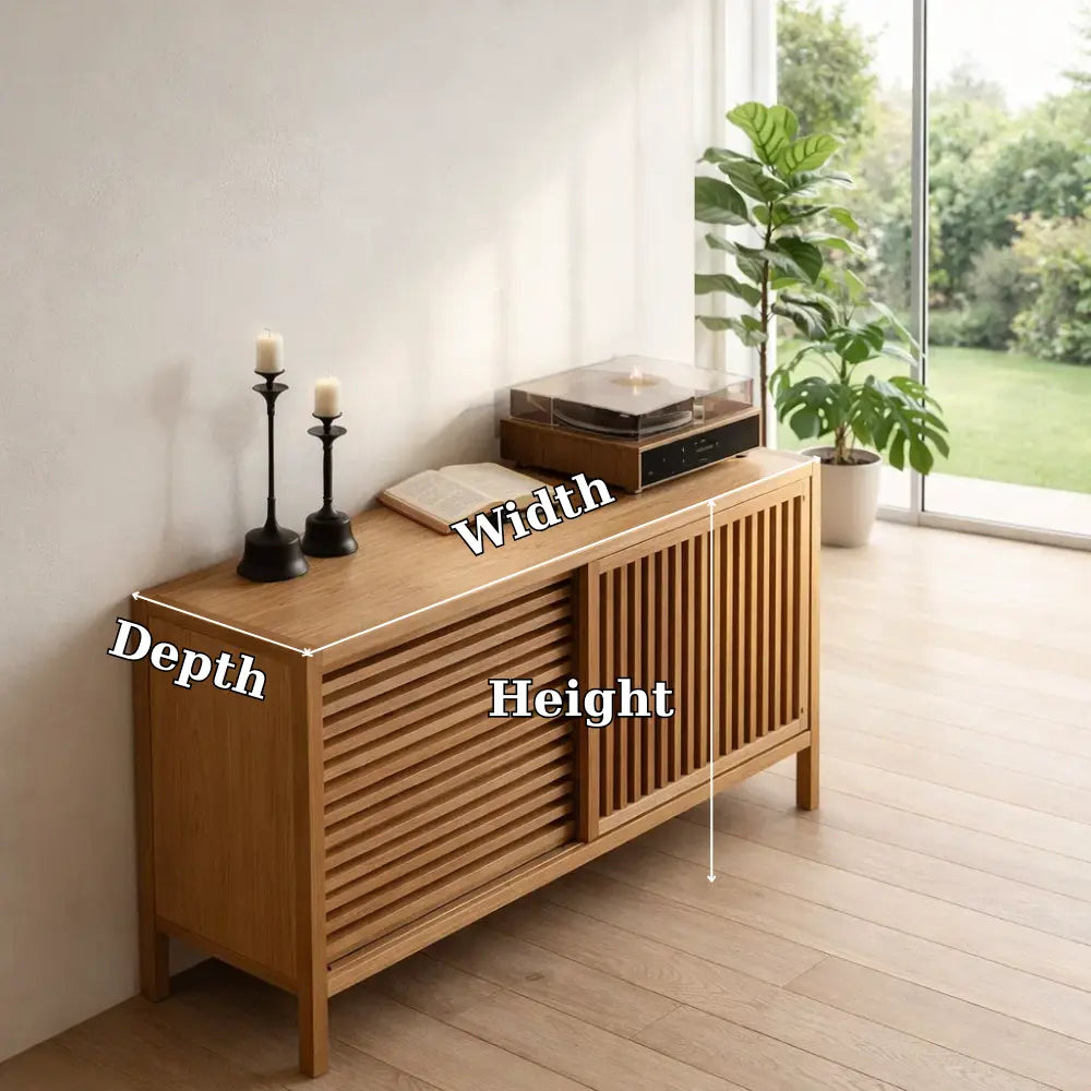 Modern Console Table with Sliding Slatted Doors - view 7 of 7