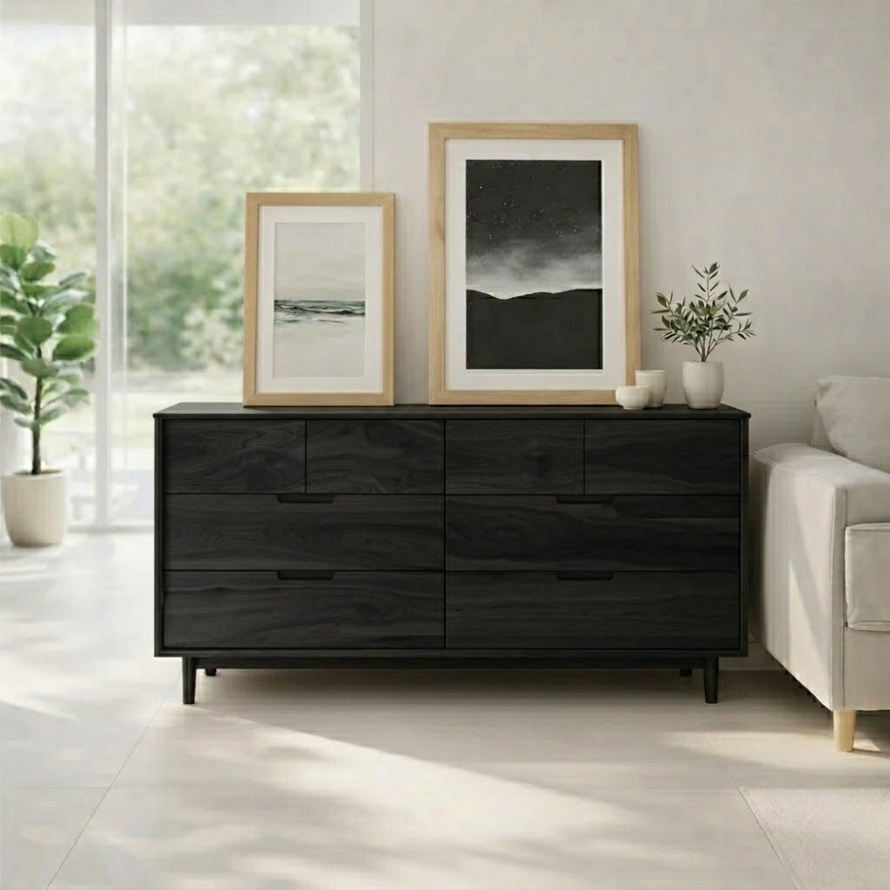 Solid Wood Sideboard Console with Drawers, Modern Storage Cabinet for Living Room - view 4 of 7