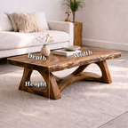 Live Edge Solid Wood Coffee Table with Sculptural Base – Rustic Modern Living Room Table - view 7 of 7