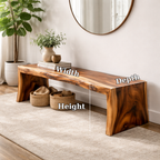 Live Edge Solid Wood Entryway Bench | Modern Organic Design with Natural Finish - view 6 of 7