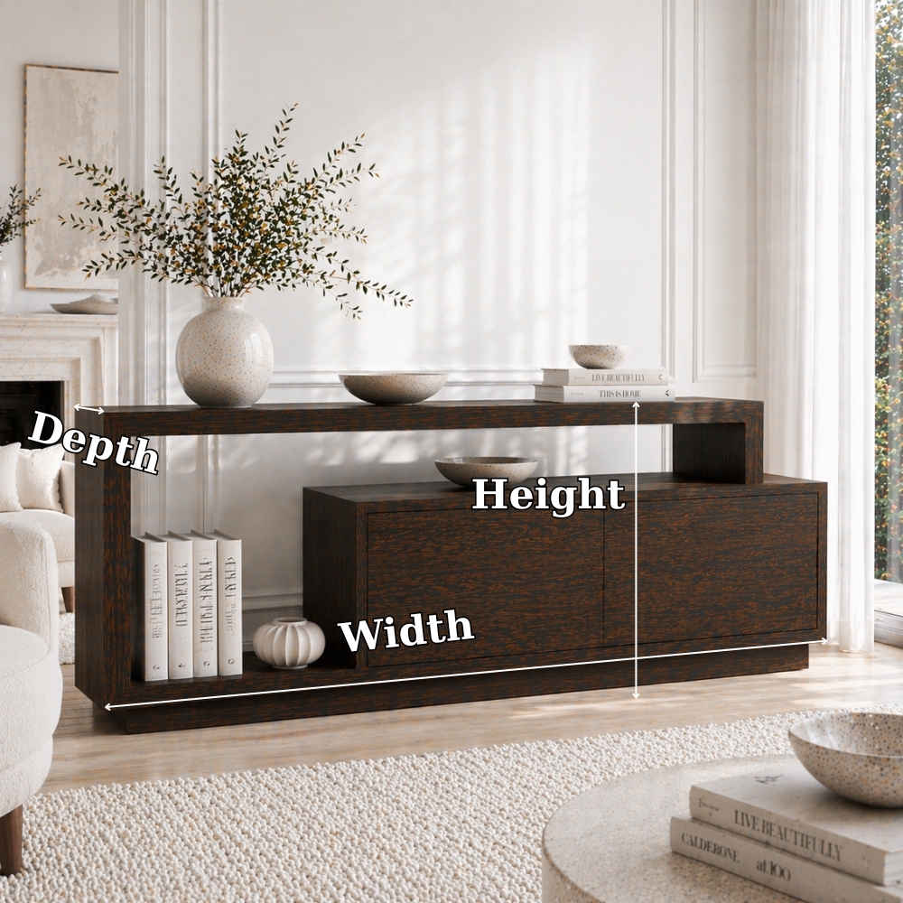 Minimalist Solid Wood Console Sideboard – Modern Walnut Entryway Storage Table - view 7 of 7