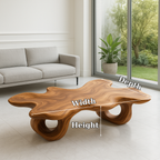 Modern Solid Wood Coffee Table with Unique Organic Shape for Contemporary Living Room - view 7 of 7