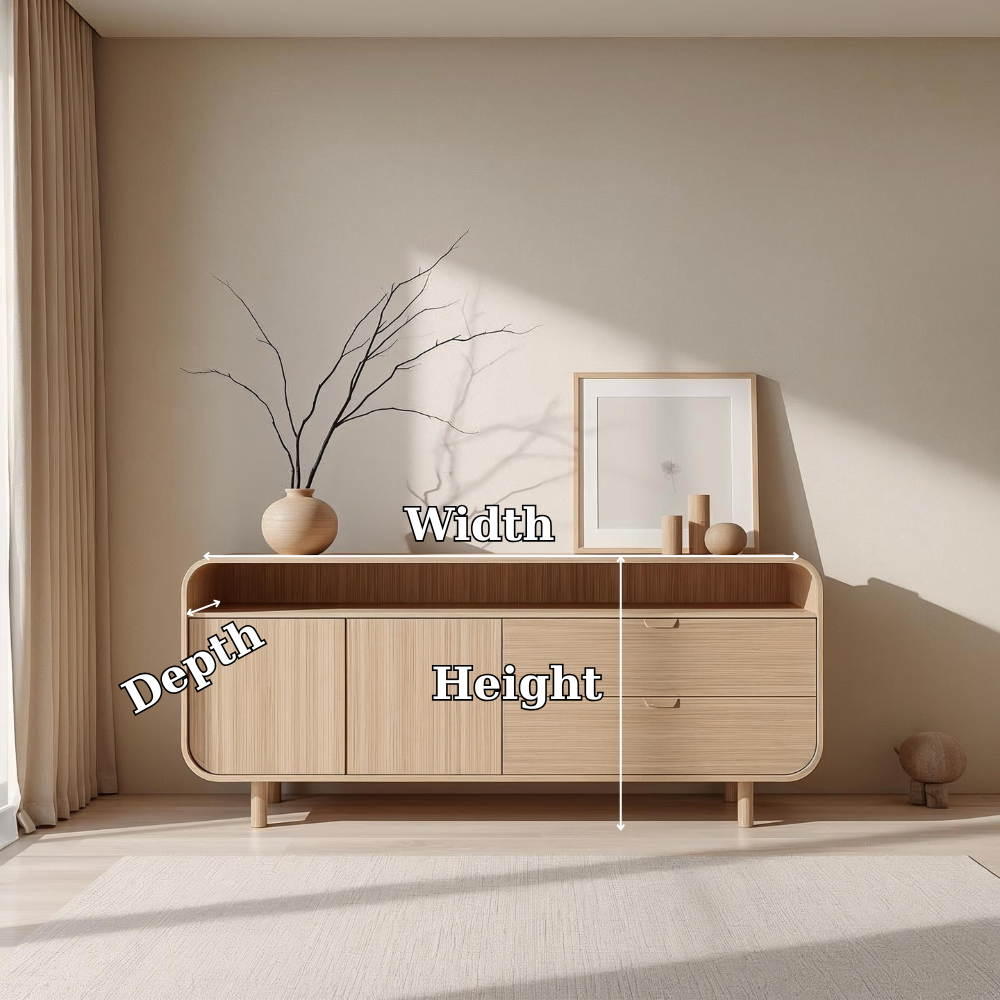 Contemporary Solid Wood Console Cabinet with Sliding Doors – Modern Storage Unit - view 7 of 7