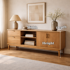 Solid Wood Console Cabinet with Drawers, Doors and Open Shelf Storage - view 7 of 7