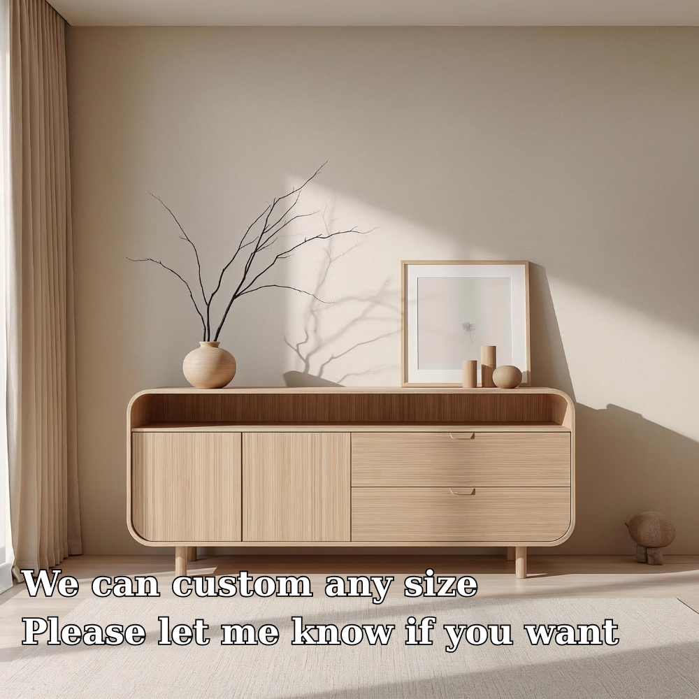 Contemporary Solid Wood Console Cabinet with Sliding Doors – Modern Storage Unit - view 6 of 7